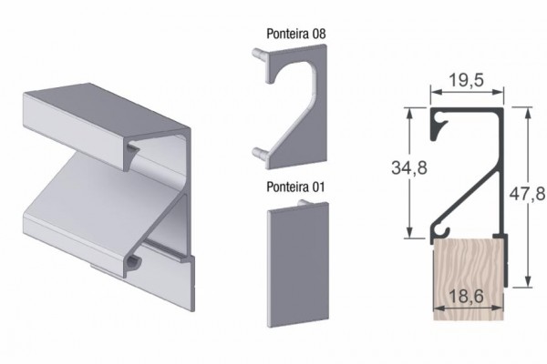 PERFIL PUXADOR 7018T ANODIZADO JATEADO 6 METROS - ALTERNATIVA