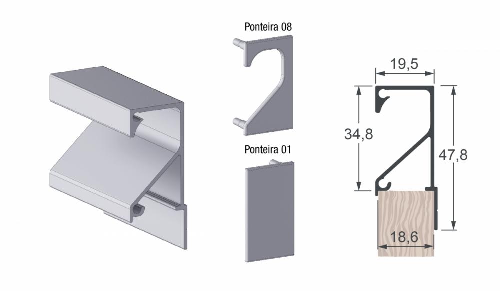 PERFIL PUXADOR 7018T ANODIZADO JATEADO 6 METROS - ALTERNATIVA