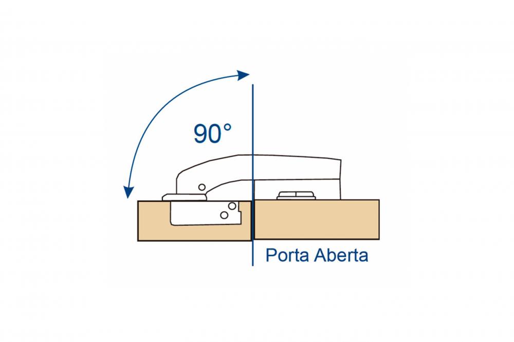 DOBRADIÇA 90° COM PISTÃO CANECO 35MM - RENNA 