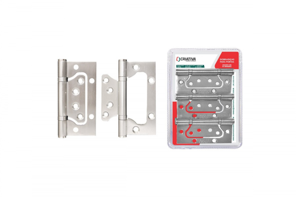 DOBRADIÇA PARA PORTAS INOX ESCOVADO - CRIATIVA 