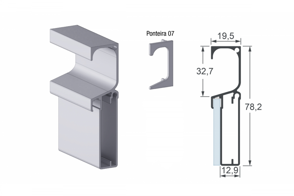 PERFIL PUXADOR 3178T ANODIZADO JATEADO 6 MT - ALTERNATIVA