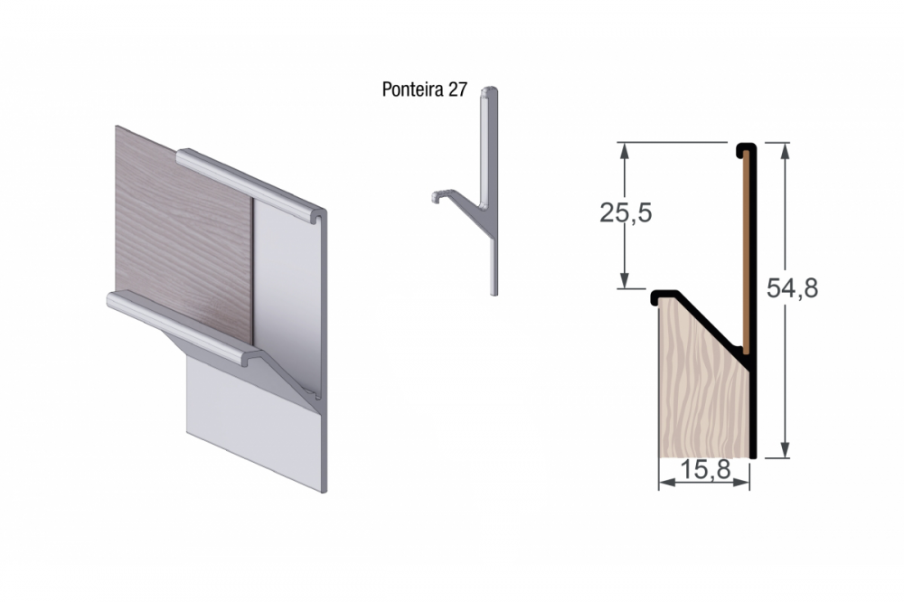 PERFIL PUXADOR CAVO 4025 BRANCO 15MM 6 METROS - ALTERNATIVA 