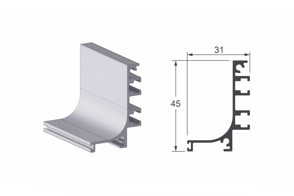 PERFIL CAVA 02 ANODIZADO JATEADO 6 METROS - ALTERNATIVA