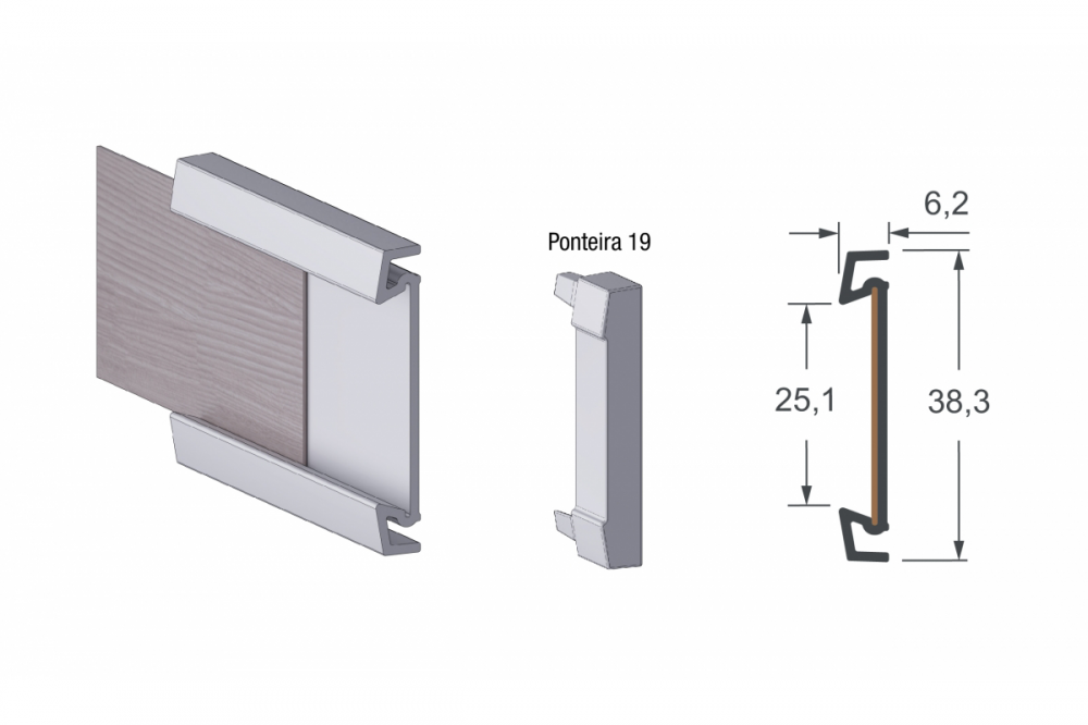 PERFIL PUXADOR STRETTO BRONZE 6 METROS - ALTERNATIVA 