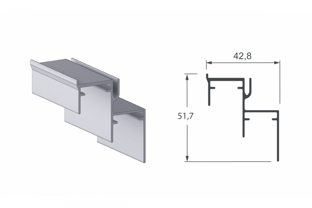 TRILHO INFERIOR AL 300/250 ANODIZADO S/ JATO 6 MT - ALTERNATIVA